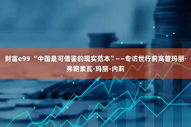 财富e99 “中国是可借鉴的现实范本”——专访世行前高管玛丽·弗朗索瓦·玛丽-内莉